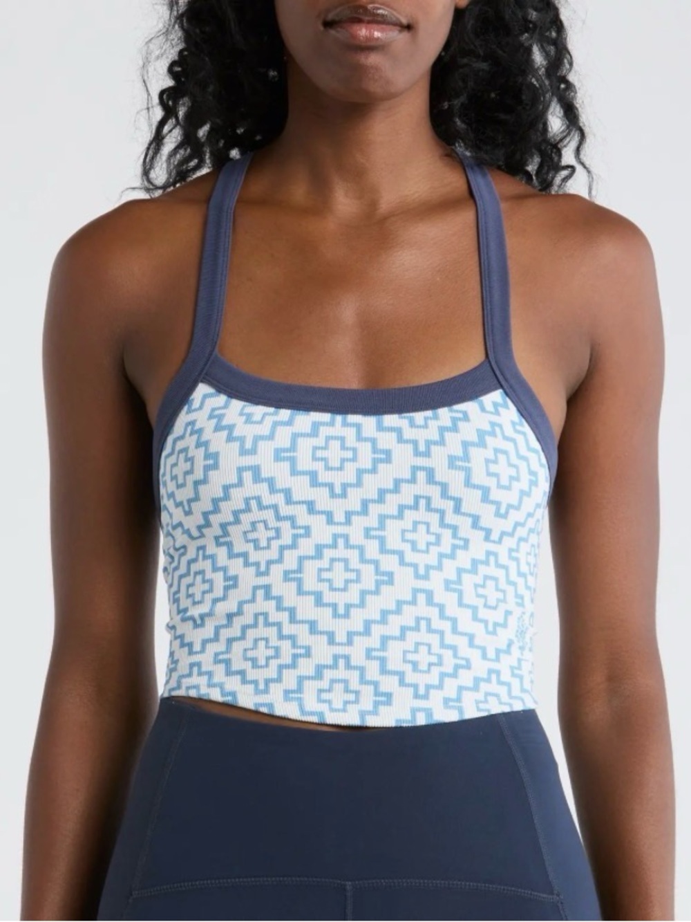 Free People Movement All Clear Jacquard Camisole Blue Crush Midnight Navy XS/S